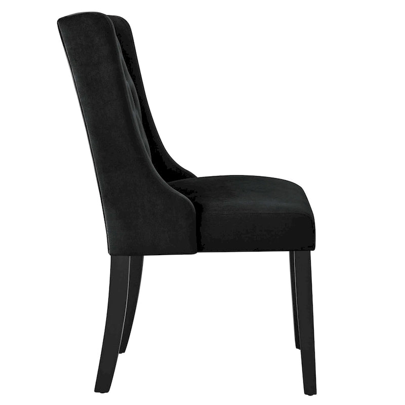 Performance Velvet Button Tufted Dining Chair with Solid Wood Frame, Set of 2