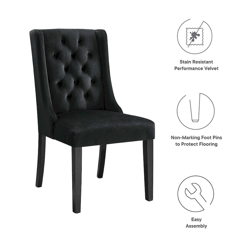 Performance Velvet Button Tufted Dining Chair with Solid Wood Frame, Set of 2