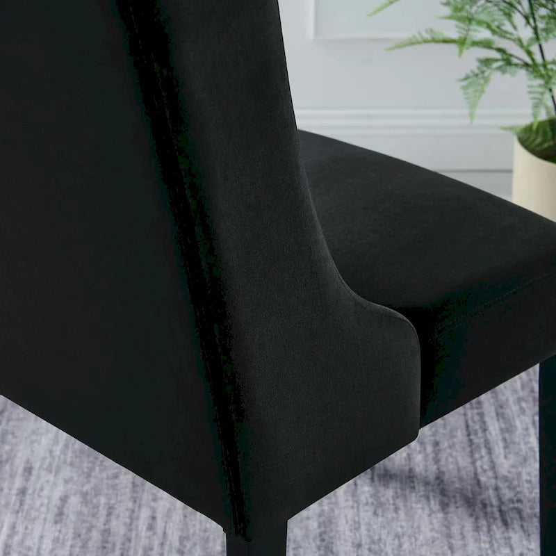 Performance Velvet Button Tufted Dining Chair with Solid Wood Frame, Set of 2