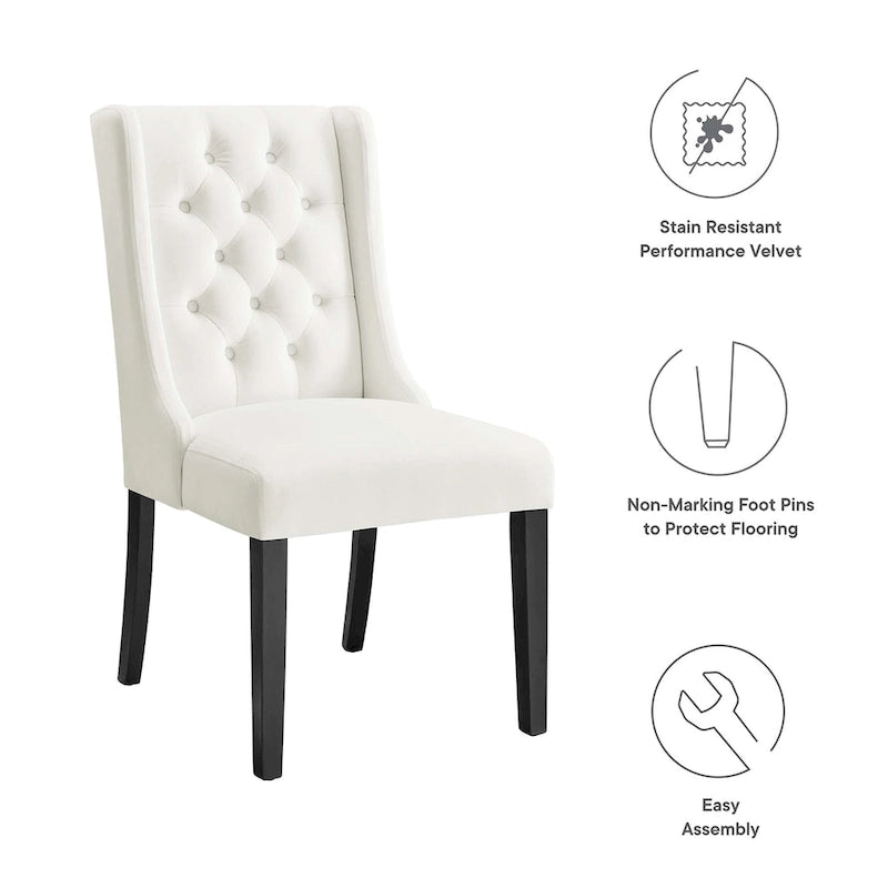 Performance Velvet Button Tufted Dining Chair with Solid Wood Frame, Set of 2