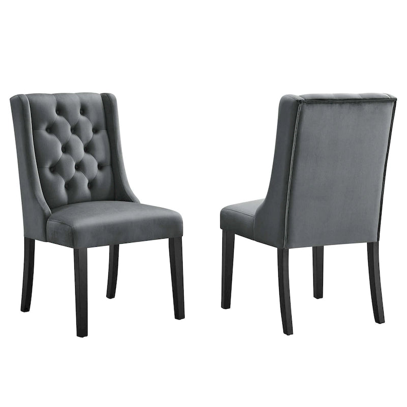 Performance Velvet Button Tufted Dining Chair with Solid Wood Frame, Set of 2