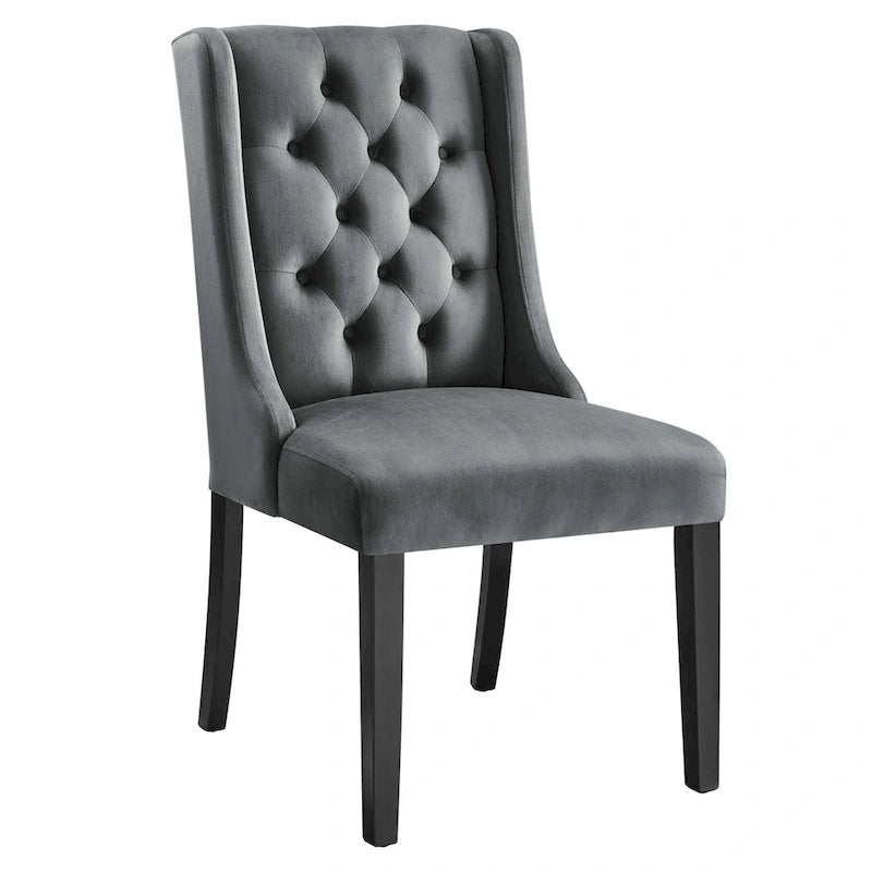 Performance Velvet Button Tufted Dining Chair with Solid Wood Frame, Set of 2