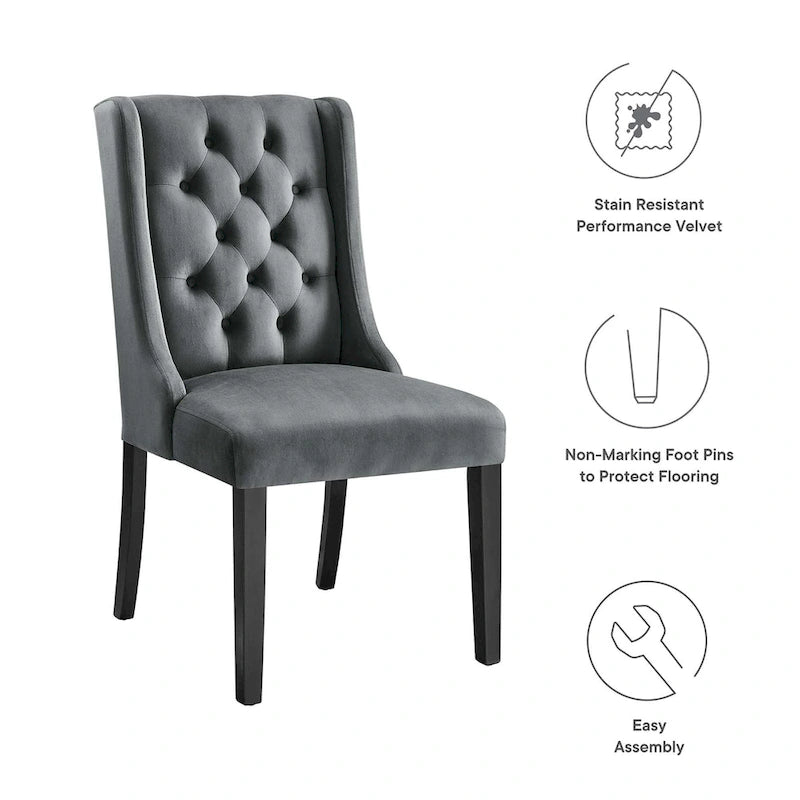 Performance Velvet Button Tufted Dining Chair with Solid Wood Frame, Set of 2