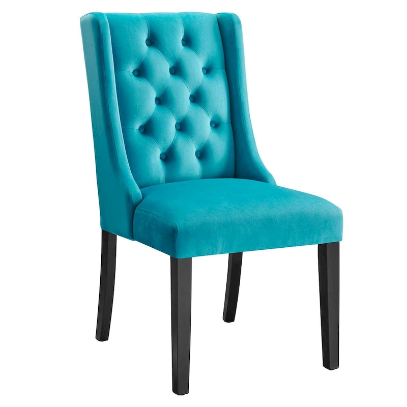 Performance Velvet Button Tufted Dining Chair with Solid Wood Frame, Set of 2