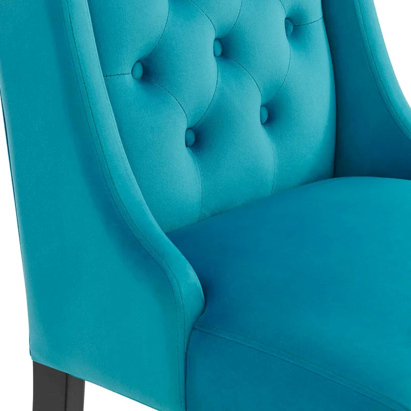 Performance Velvet Button Tufted Dining Chair with Solid Wood Frame, Set of 2