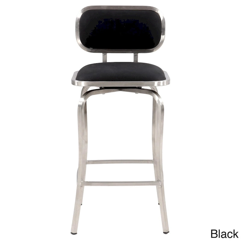 Modern Swivel Counter Stool with Faux Leather Seat and Steel Frame