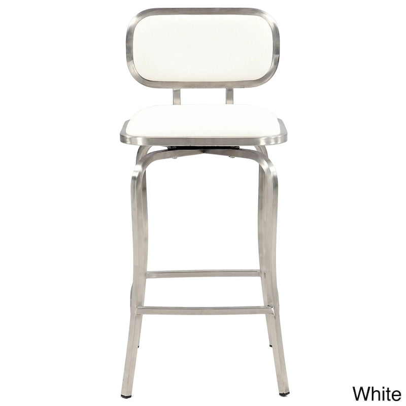 Modern Swivel Counter Stool with Faux Leather Seat and Steel Frame