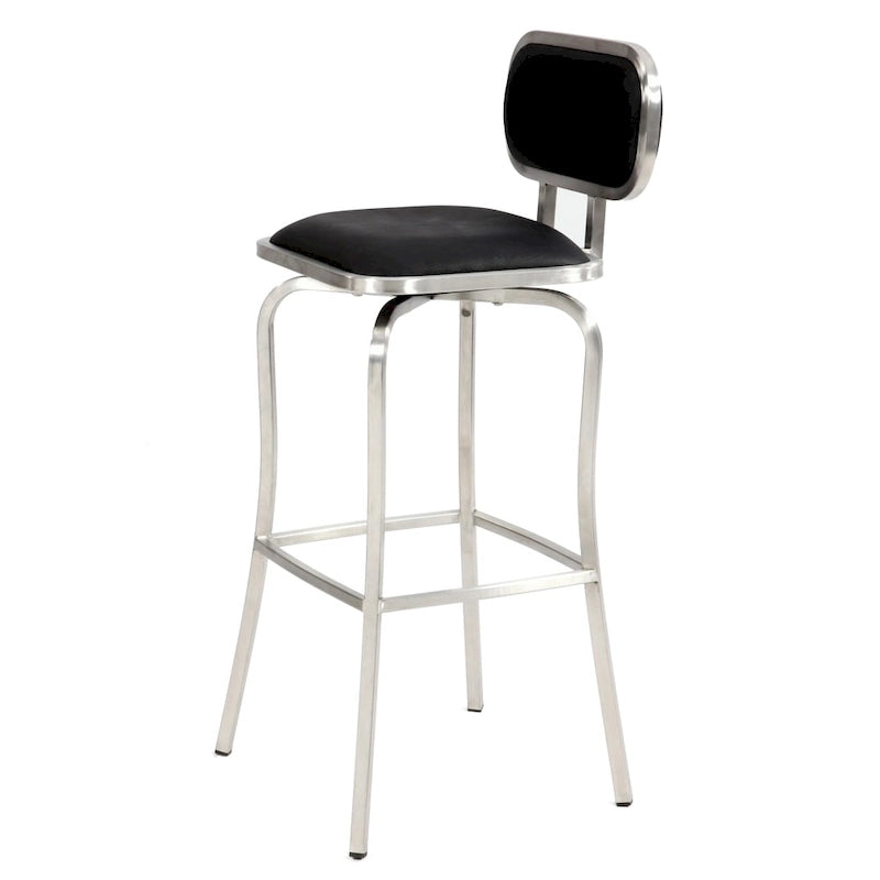 Modern Swivel Counter Stool with Faux Leather Seat and Steel Frame