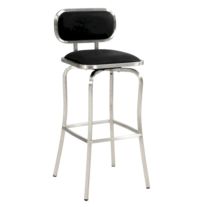 Modern Swivel Counter Stool with Faux Leather Seat and Steel Frame