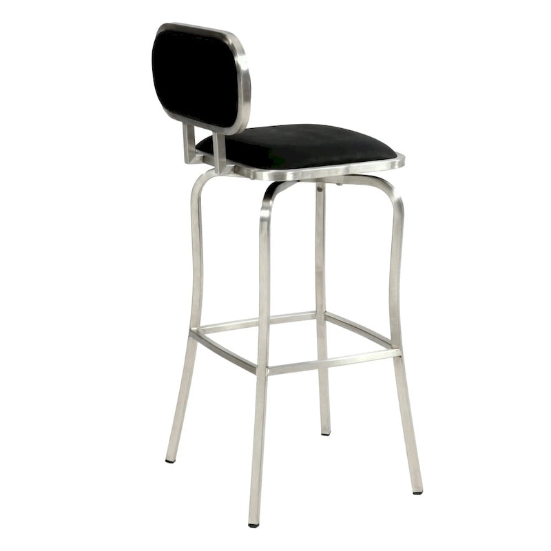 Modern Swivel Counter Stool with Faux Leather Seat and Steel Frame