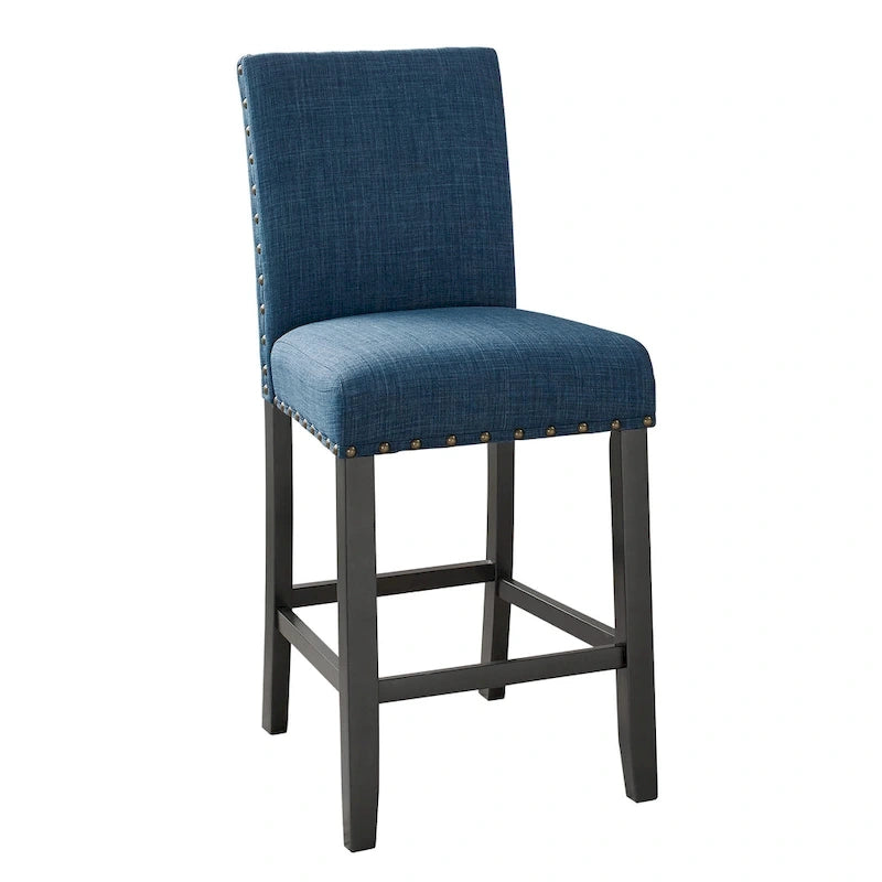 Counter Height Dining Chair with Upholstered Seat and Built-In Footrest, Set of 2