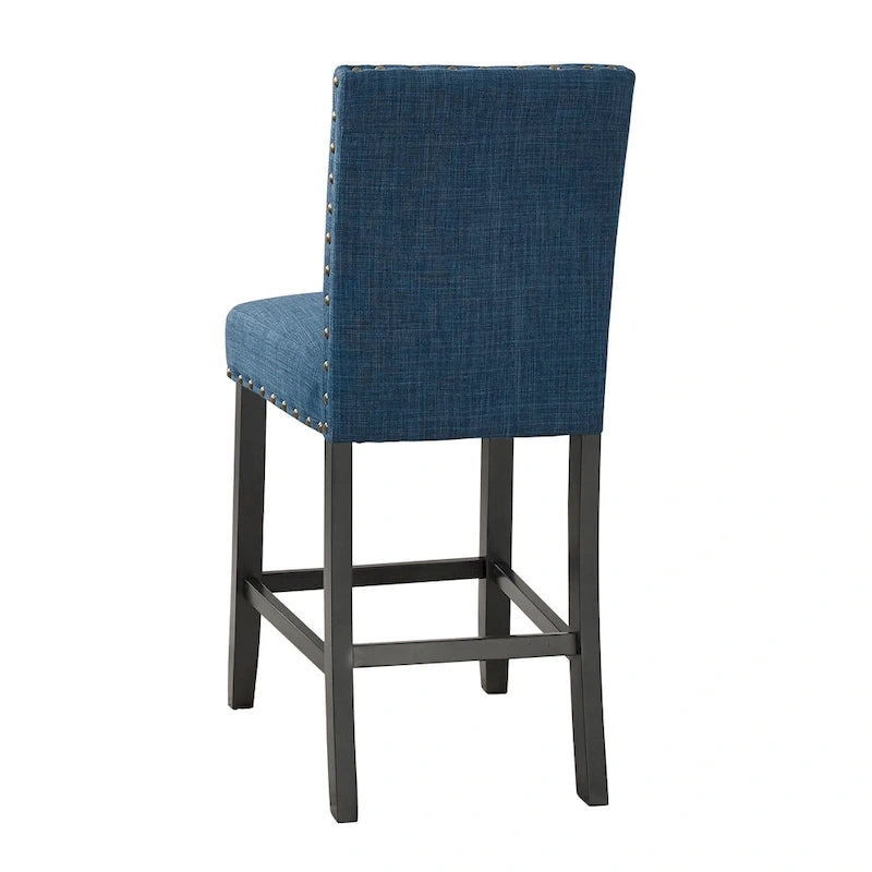 Counter Height Dining Chair with Upholstered Seat and Built-In Footrest, Set of 2