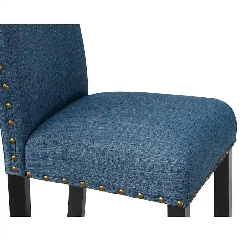 Counter Height Dining Chair with Upholstered Seat and Built-In Footrest, Set of 2