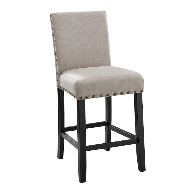 Counter Height Dining Chair with Upholstered Seat and Built-In Footrest, Set of 2