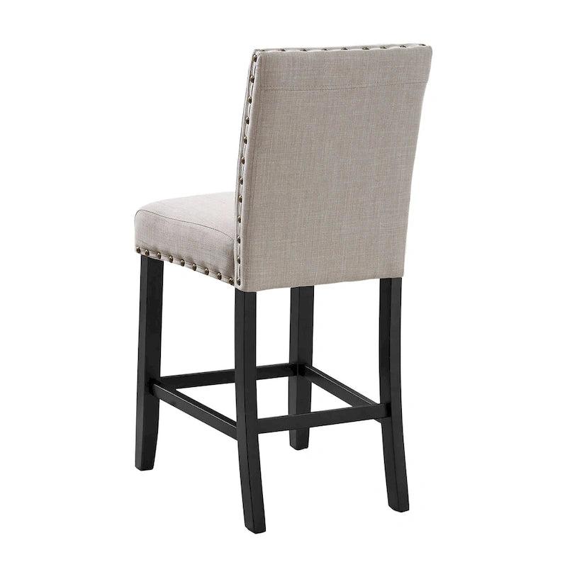 Counter Height Dining Chair with Upholstered Seat and Built-In Footrest, Set of 2