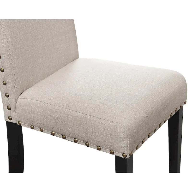 Counter Height Dining Chair with Upholstered Seat and Built-In Footrest, Set of 2
