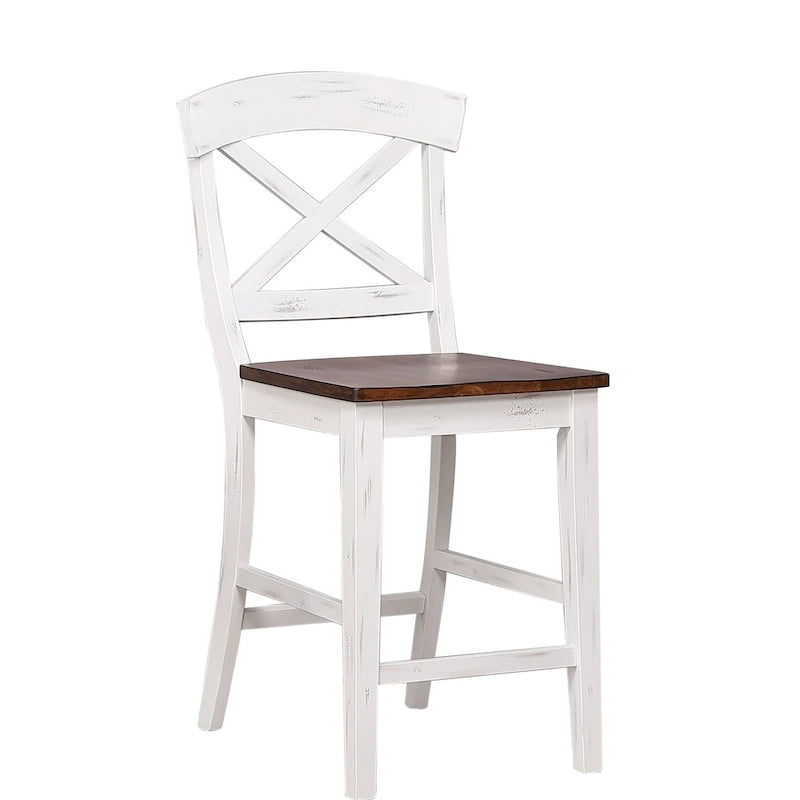 Transitional X-Back 24-Inch Counter Stool, Two-Tone Caramel and Biscotti Wood Finish