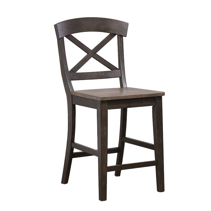 Transitional X-Back 24-Inch Counter Stool, Two-Tone Caramel and Biscotti Wood Finish