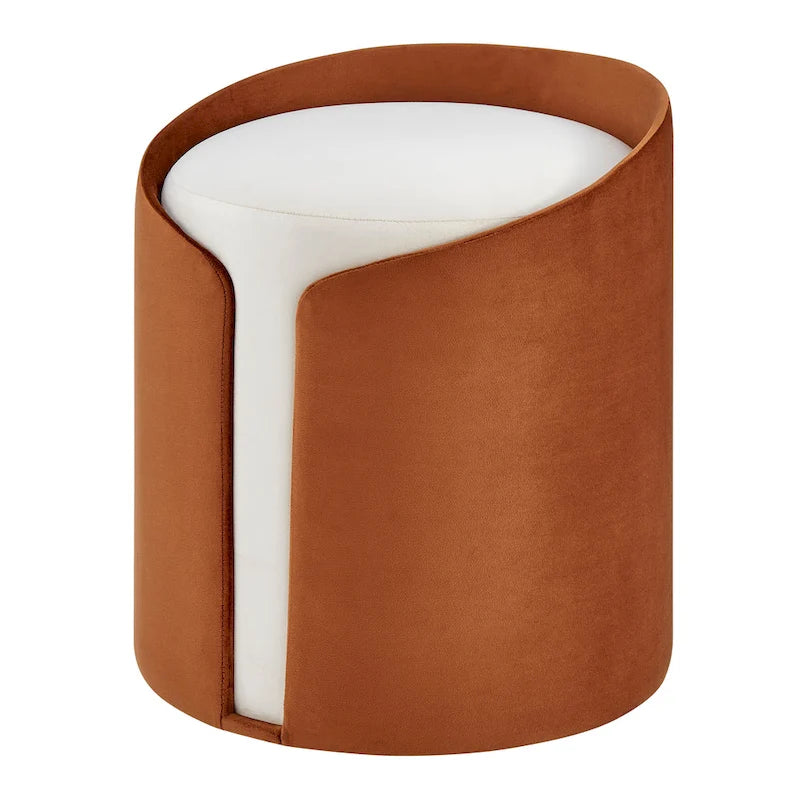 Velvet Fabric Round Ottoman, Footrest, Side Table and Seat