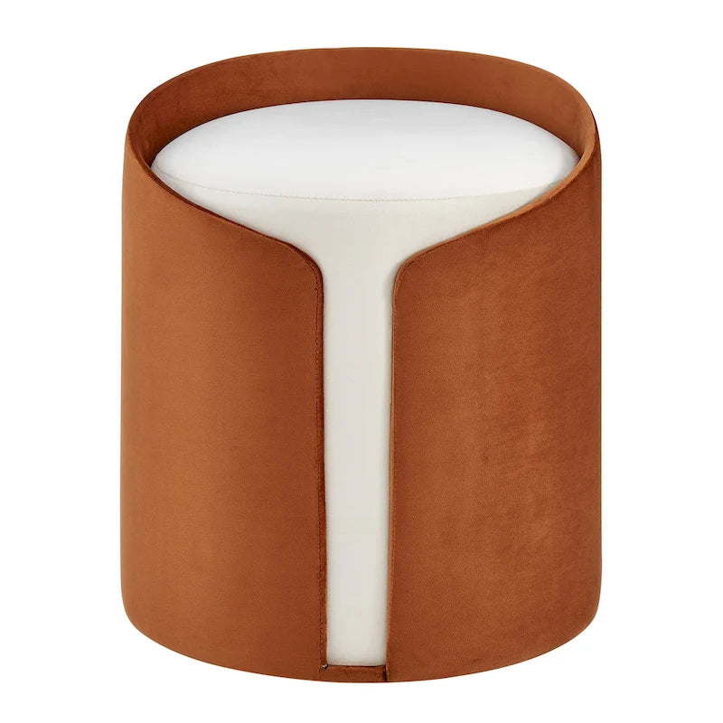 Velvet Fabric Round Ottoman, Footrest, Side Table and Seat
