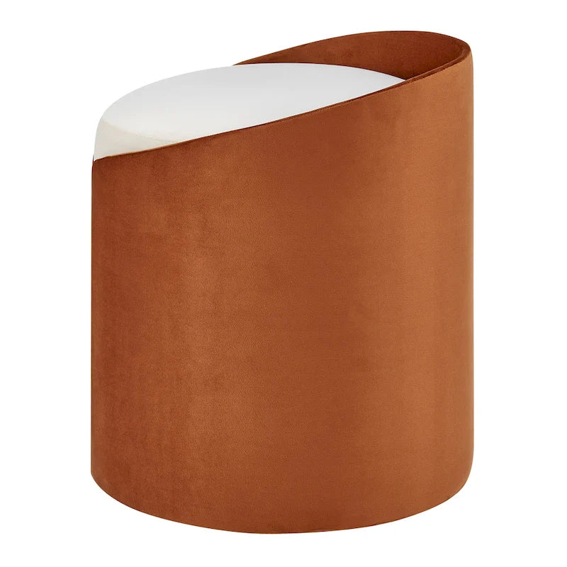 Velvet Fabric Round Ottoman, Footrest, Side Table and Seat