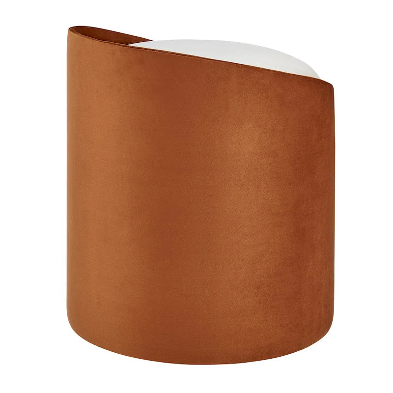 Velvet Fabric Round Ottoman, Footrest, Side Table and Seat