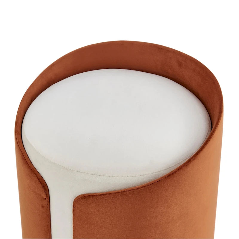 Velvet Fabric Round Ottoman, Footrest, Side Table and Seat