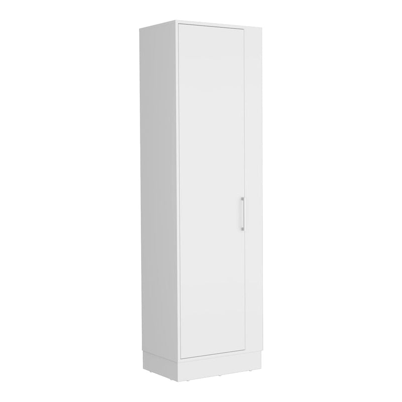 72-Inch Tall Storage Cabinet with Broom Side Space and White Finish