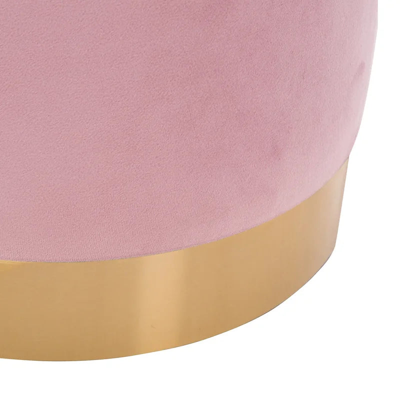 Small Round Velvet Ottoman Upholstered Foot Stool
