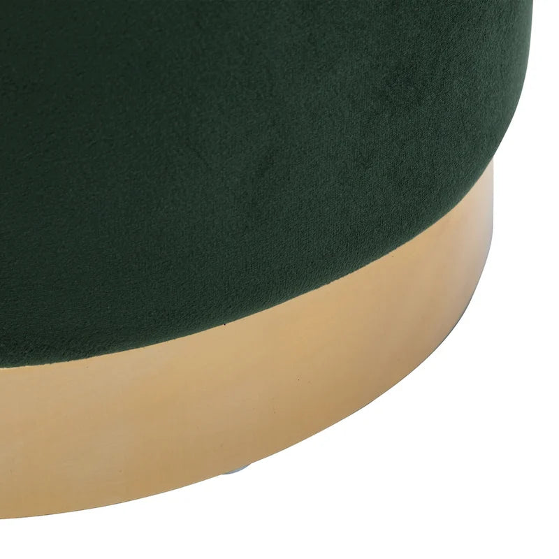 Small Round Velvet Ottoman Upholstered Foot Stool