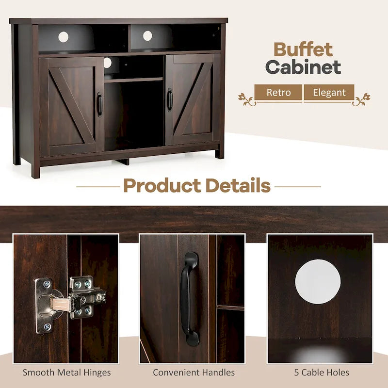 Buffet Sideboard Storage Cabinet with Wine Rack and 2 Cabinet Doors