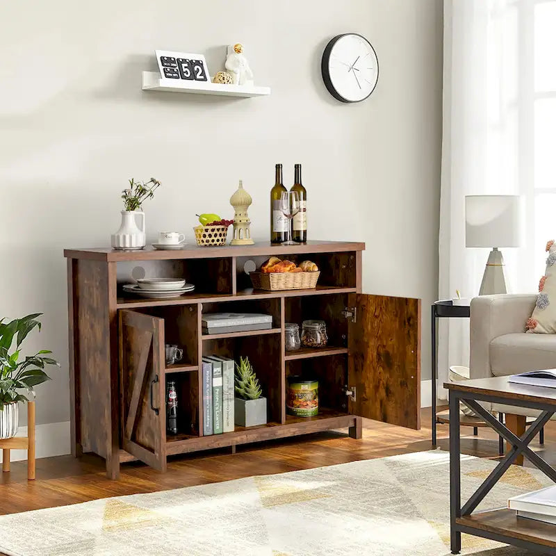 Buffet Sideboard Storage Cabinet with Wine Rack and 2 Cabinet Doors