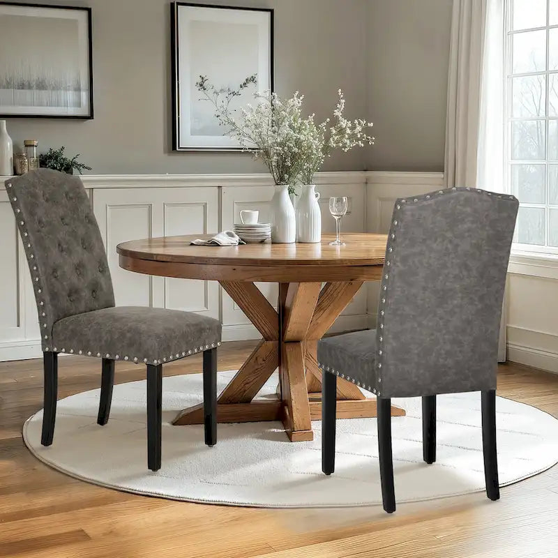 Upholstered High Back Dining Chair with Solid Wood Legs, Set of 4