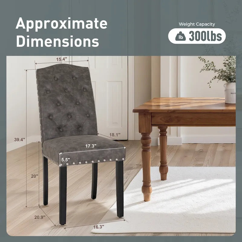 Upholstered High Back Dining Chair with Solid Wood Legs, Set of 4