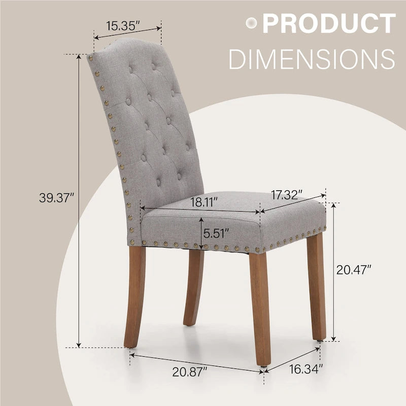 Upholstered High Back Dining Chair with Solid Wood Legs, Set of 4