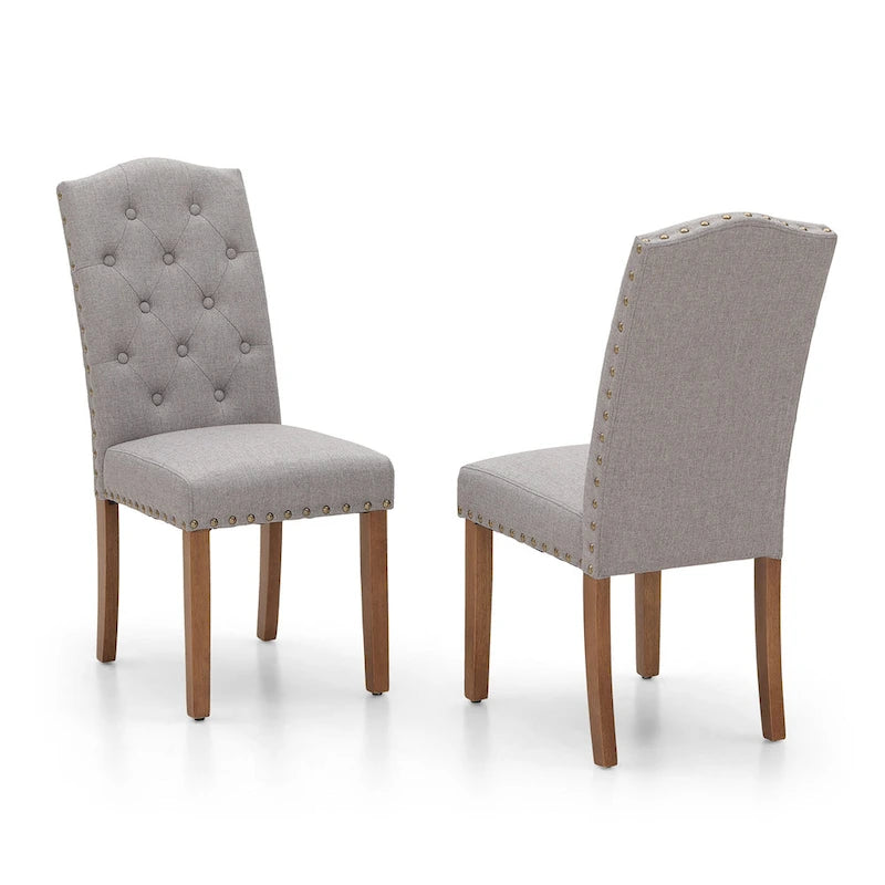 Upholstered High Back Dining Chair with Solid Wood Legs, Set of 4