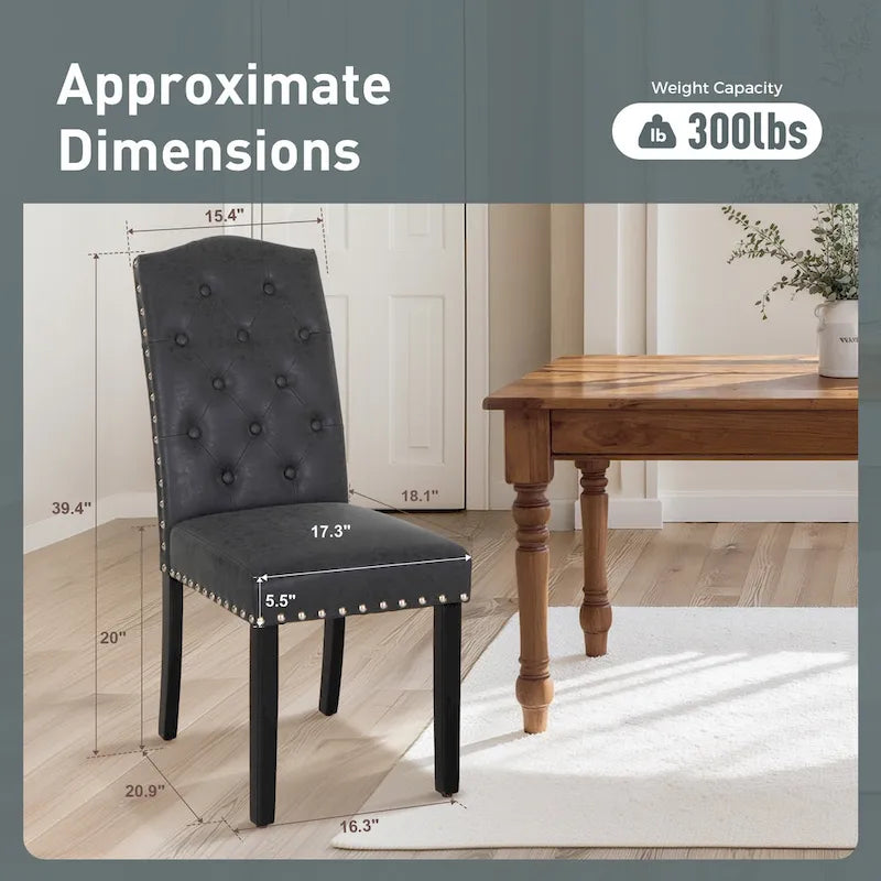 Upholstered High Back Dining Chair with Solid Wood Legs, Set of 4