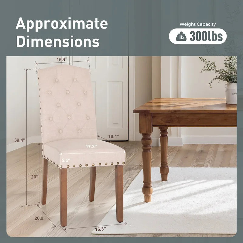 Upholstered High Back Dining Chair with Solid Wood Legs, Set of 4