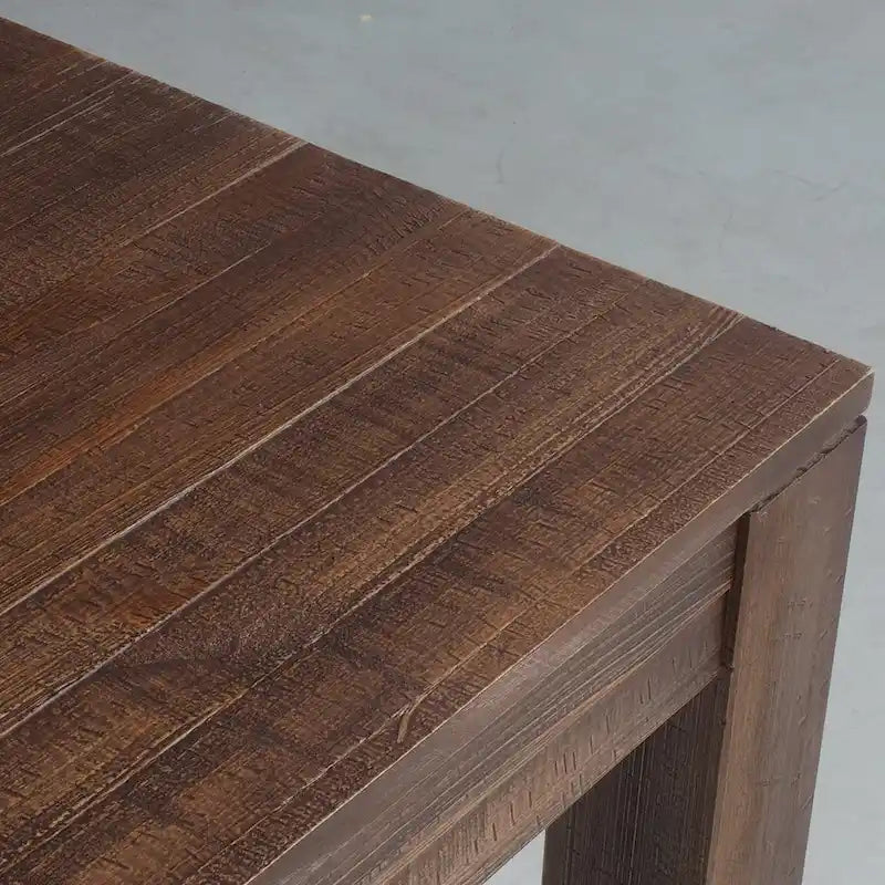 Solid Pine Wood Dining Table with Hand-Distressed Finish, Seats 6