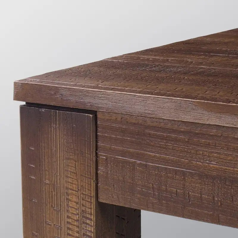 Solid Pine Wood Dining Table with Hand-Distressed Finish, Seats 6