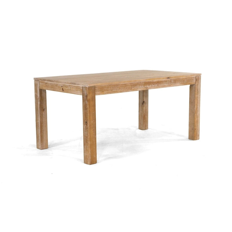 Solid Pine Wood Dining Table with Hand-Distressed Finish, Seats 6