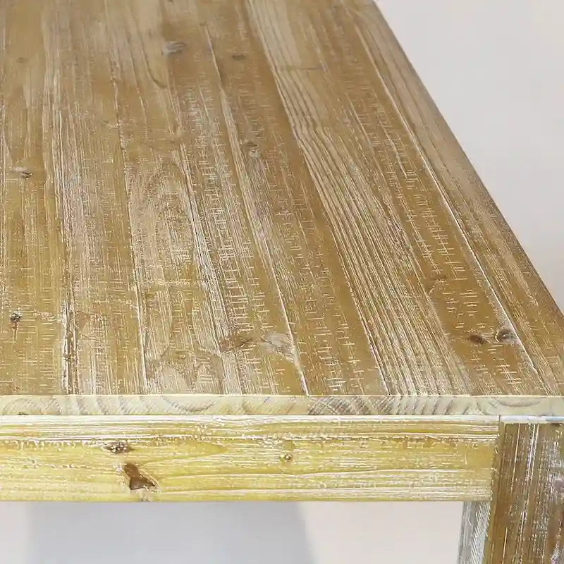 Solid Pine Wood Dining Table with Hand-Distressed Finish, Seats 6