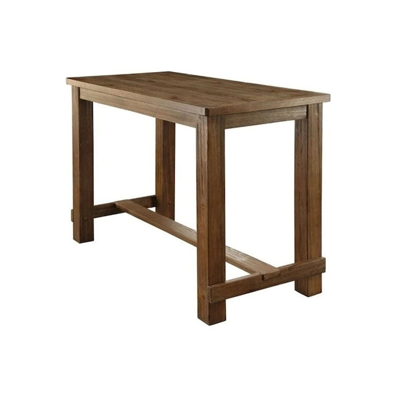 Rustic Wooden Rectangular Bar Table with Antique Black Finish and Footrest