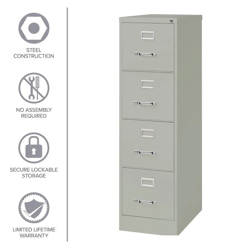 25-Inch Deep 4-Drawer Letter-Size Commercial Vertical File Cabinet, Fully Assembled