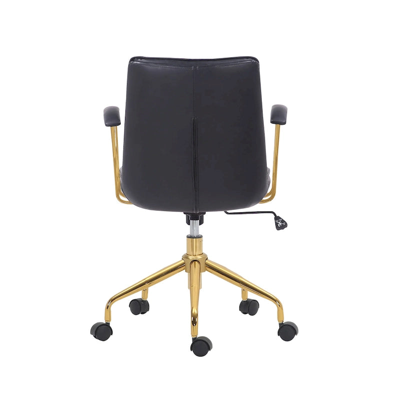 Swivel Office Chair with PU Leather Seat and Gold Chrome Base