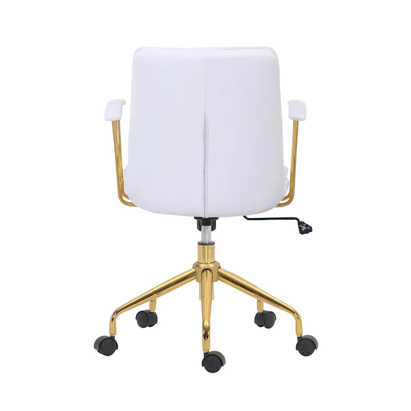 Swivel Office Chair with PU Leather Seat and Gold Chrome Base