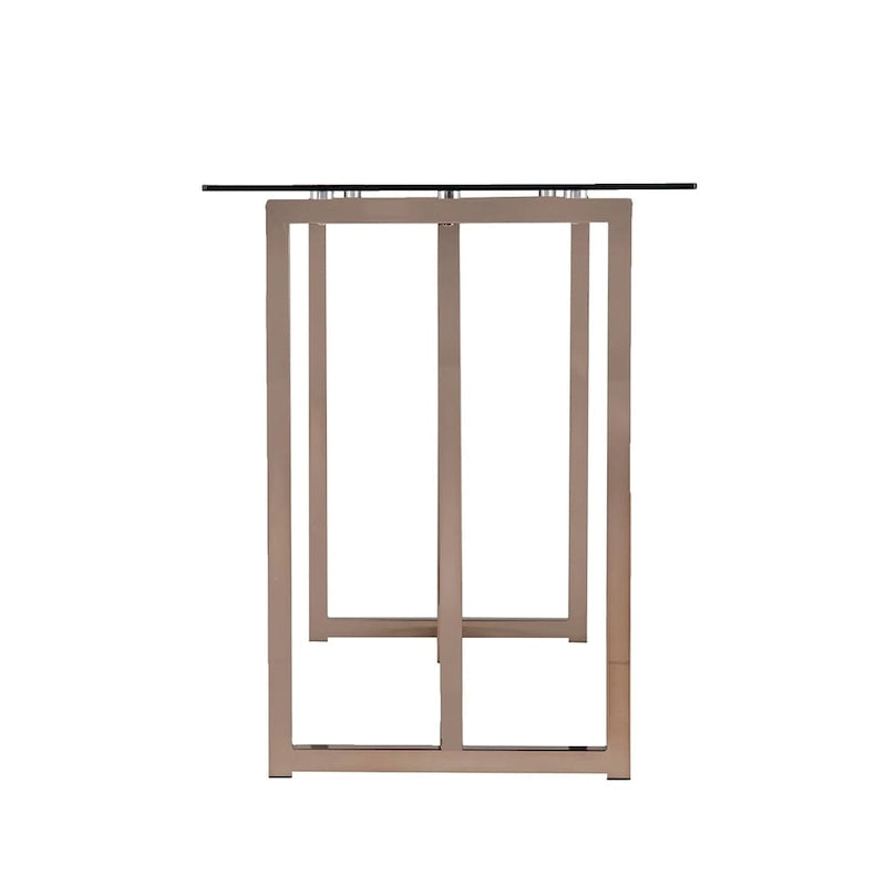 Glass Top Writing Desk with Metal Frame, Champagne Finish