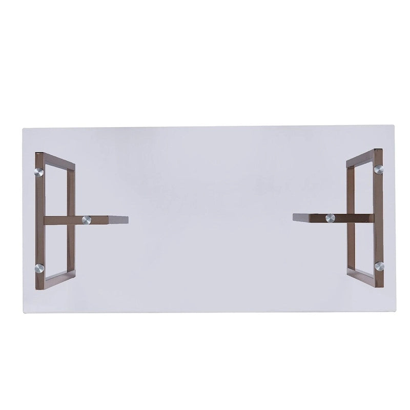 Glass Top Writing Desk with Metal Frame, Champagne Finish