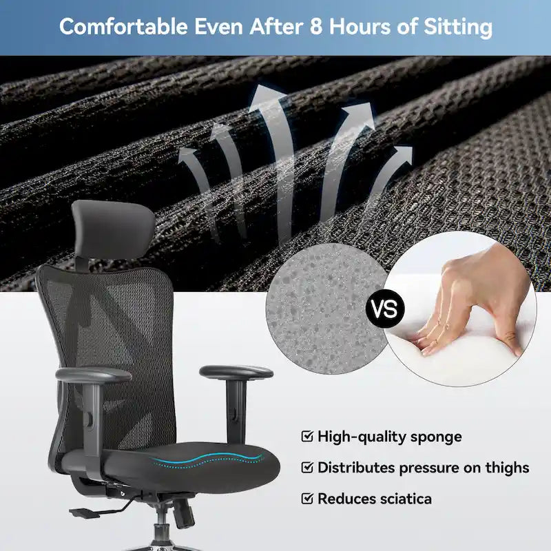 Ergonomic High-Back Mesh Office Chair with Adjustable Lumbar Support and Headrest