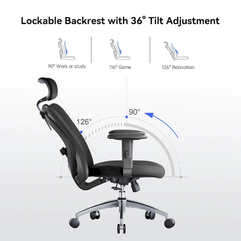 Ergonomic High-Back Mesh Office Chair with Adjustable Lumbar Support and Headrest